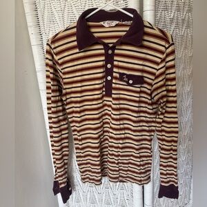 Original Penguin Maroon and Cream Striped Polo
